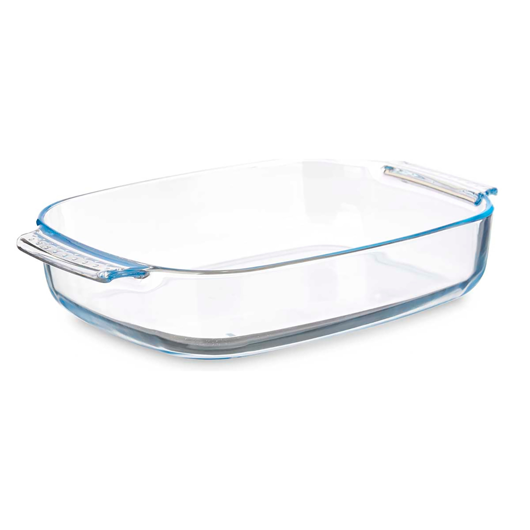 DAM VASSOIO RETTANGOLARE IN BOROSILICATO CON MANICI 3800ML 38x25,4x6,5 Cm. Colore trasparente