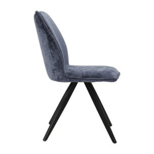 Chaise ergonomique velours et pieds croix métal - 3 coloris - LISBONNE