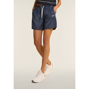 Pantaloni Corti in Chambray con Coulisse in Contrasto