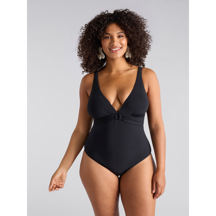Fiorella Rubino - Bañador de una pieza con detalle de anilla. - Negro