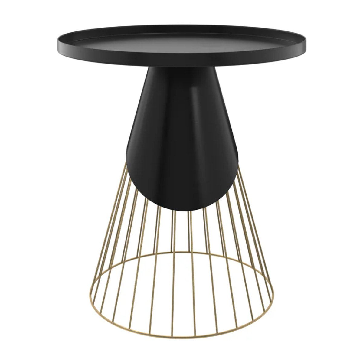 Table d'appoint ronde en métal noir et laiton D45 cm - Corry