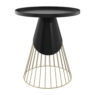 Table d'appoint ronde en métal noir et laiton D45 cm - Corry