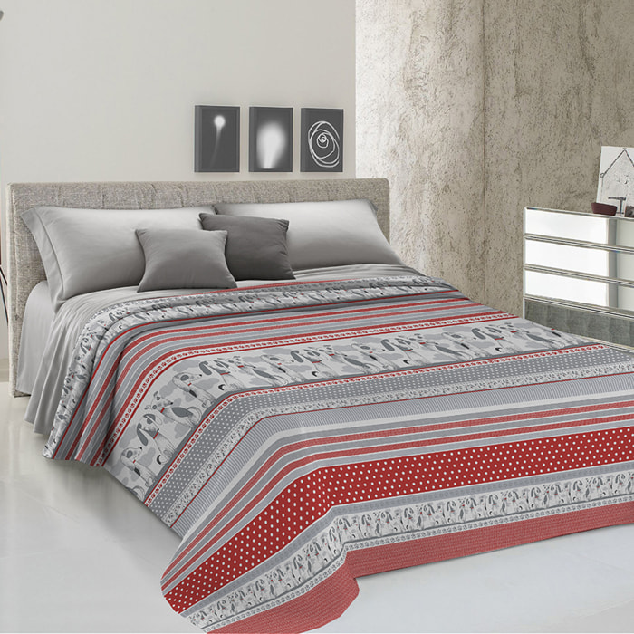 Copriletto di cotone baubau rosso 100% cotone