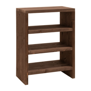 Étagère à chaussures en bois massif ton noyer 80x60cm Hauteur: 80 Longueur: 60 Largeur: 35