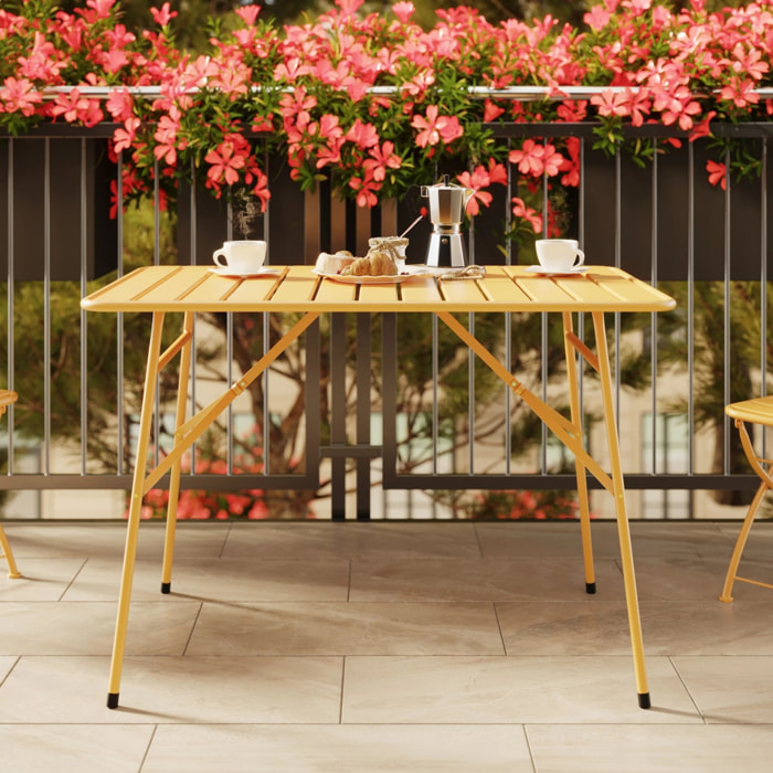Table de jardin en métal jaune beurre 4 personnes - Yumi