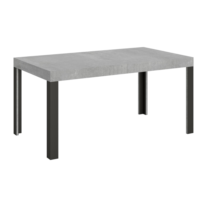 Table Linea Extensible Dessus Ciment 90x160 Allongée 264 cadre Anthracite