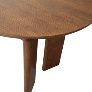 Table à manger oblongue extensible bois d'hévéa et placage chêne noyer 6-8 places 170-210cm - Albane