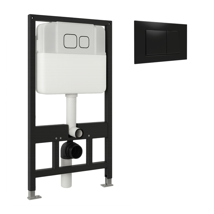 Bastidor | Pulsador Negro | Cisterna Empotrada | Ajustable hasta 200 mm | Alday
