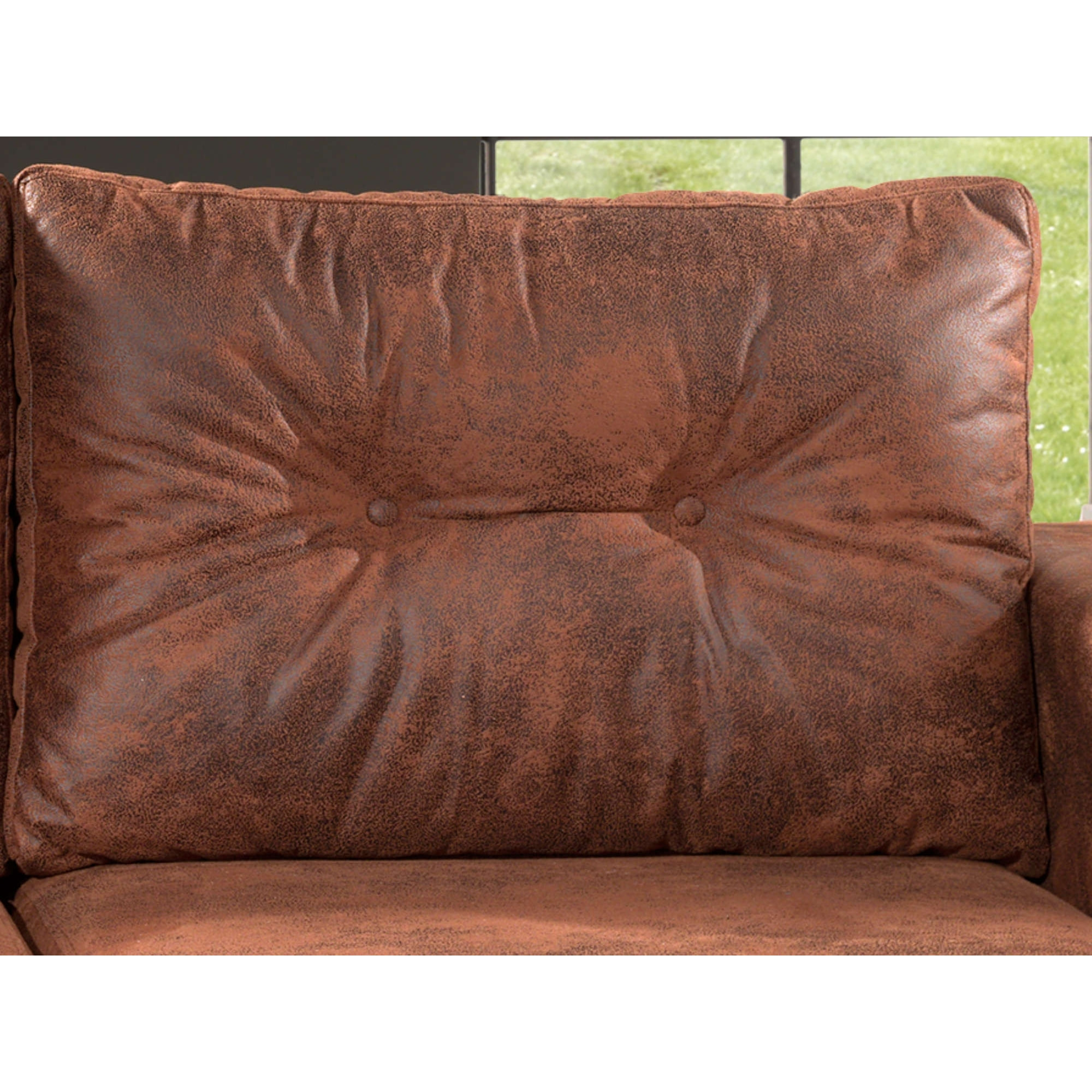 NORDIC - Canapé d'angle réversible - 4 places - Convertible - Industriel vintage - Marron