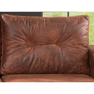 NORDIC - Canapé d'angle réversible - 4 places - Convertible - Industriel vintage - Marron