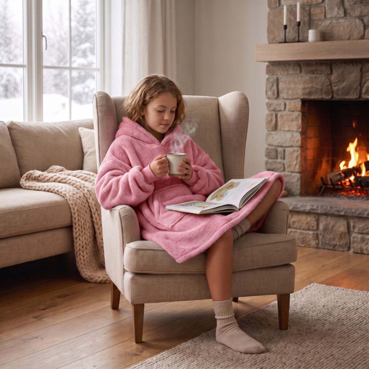 Felpa coperta bambini in poliestere - Rosa
