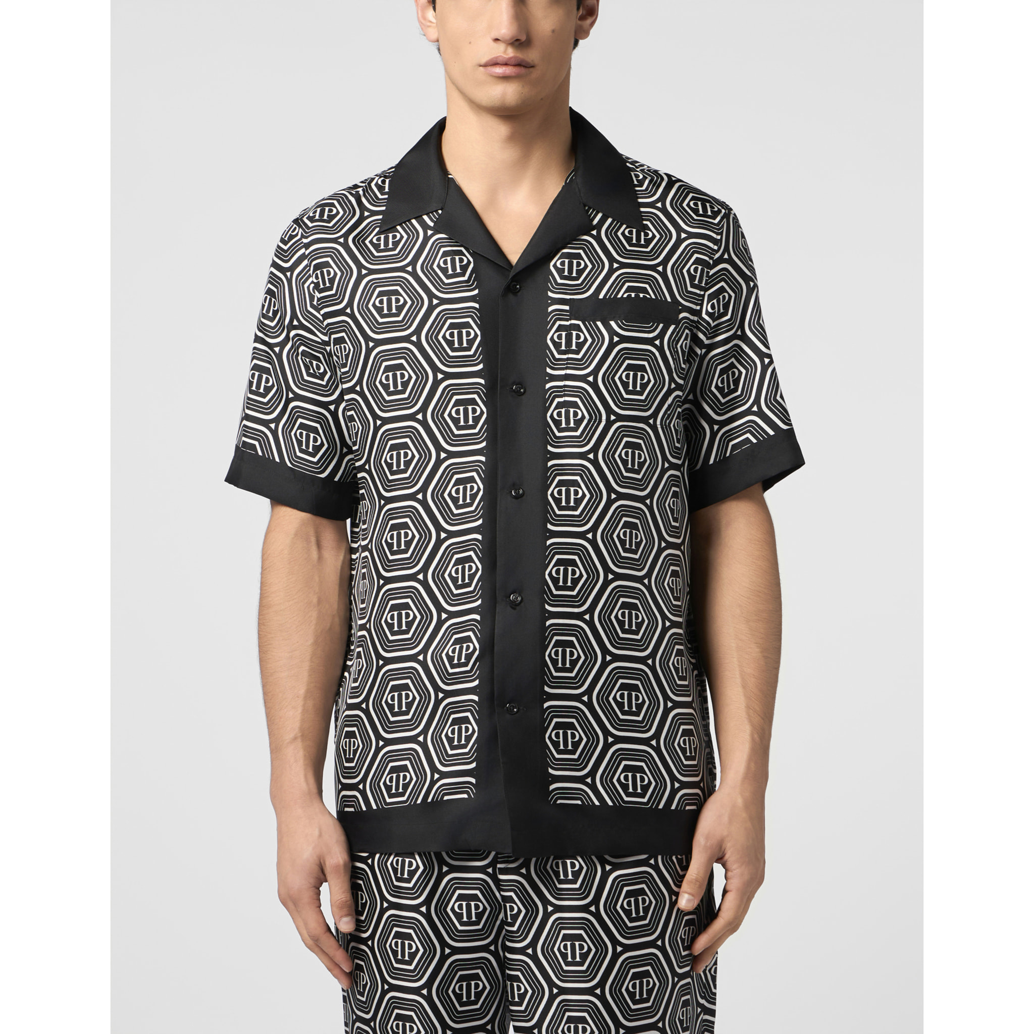 PHILIPP PLEIN Silk Bowling Shirt Monogram 70's