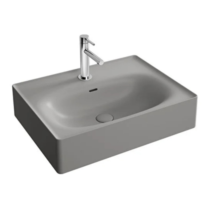 Lavabo mural VITRA Equal 60 cm avec trop plein gris pierre mat