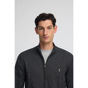 Cardigan grigio scuro vigorè in misto lana con ricamo Rigby Go