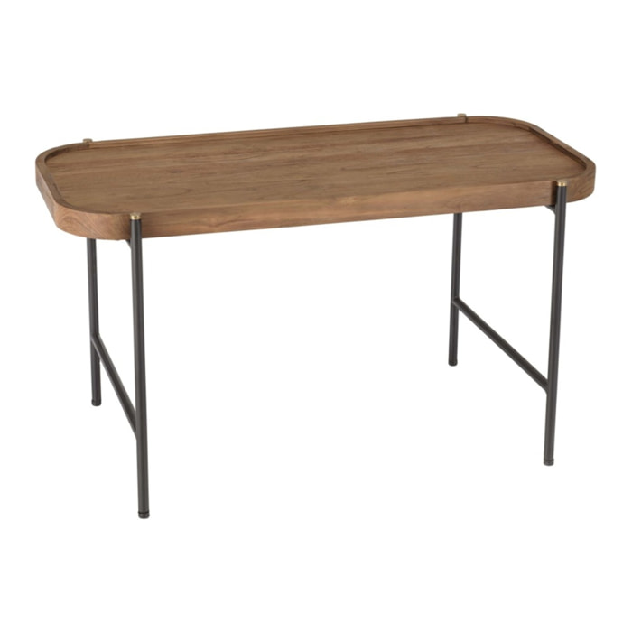 SIXTINE - Table basse ovale 85x43cm plateau en bois de teck recyclé