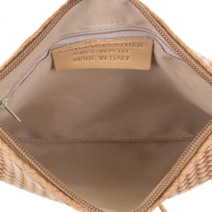 Oleggio Bolso bandolera Mujer.Piel auténtica Gamuza Grabado Espiga