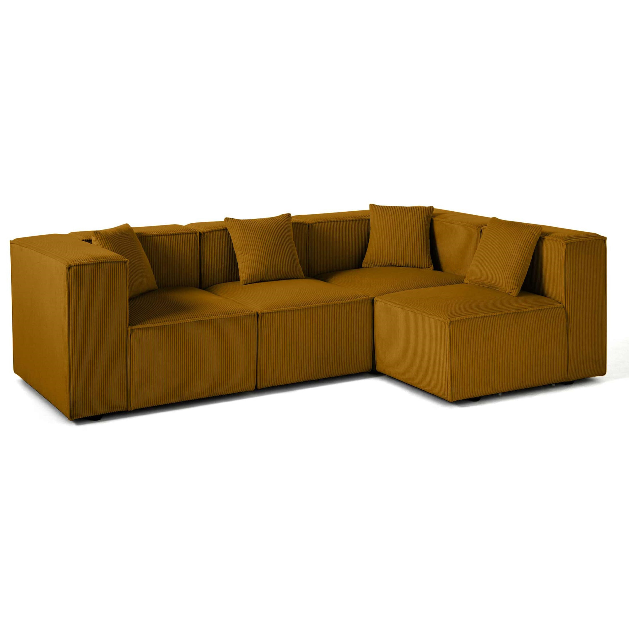 Arty - canapé modulable d'angle droit 4 places - en velours côtelé - Jaune
