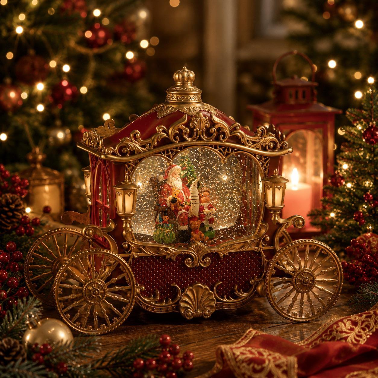 Carrozza 25.5xh21 cm con santa led+musica - Pezzi 1 - ALTRO - Bianchi Dino SpA