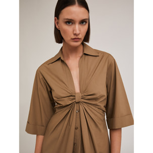 Motivi - Vestido camisero con nudo - Marrón