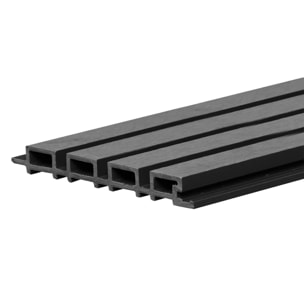 Bach - Set 8 Pannelli Fonoassorbenti Decorativi 150x18 cm per Interno ed Esterno in WPC Nero