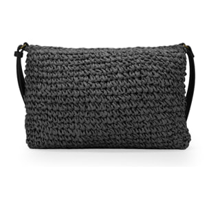 Bolso bandolera de rafia negro