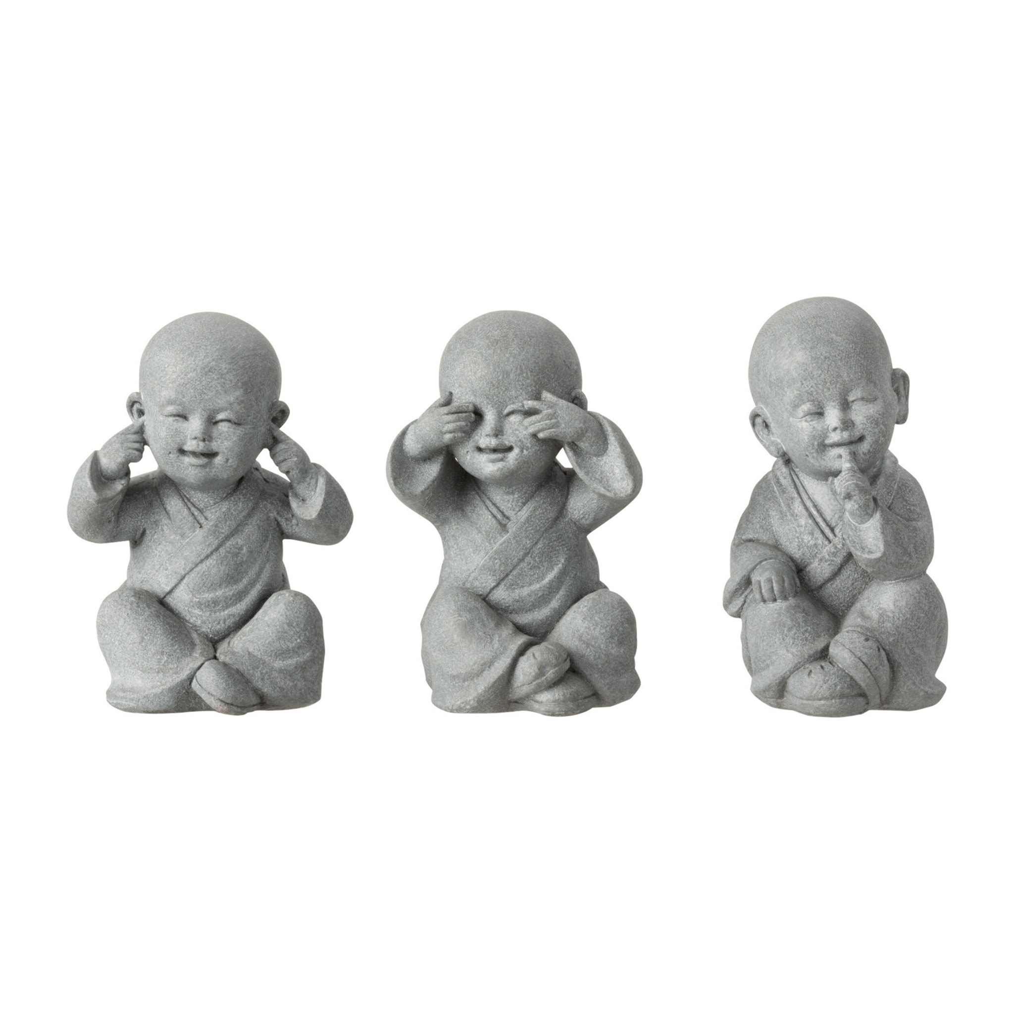 J-Line figurine Moine Entendre/Voir/Se Taire - polyrésine - gris - small - 3 pcs