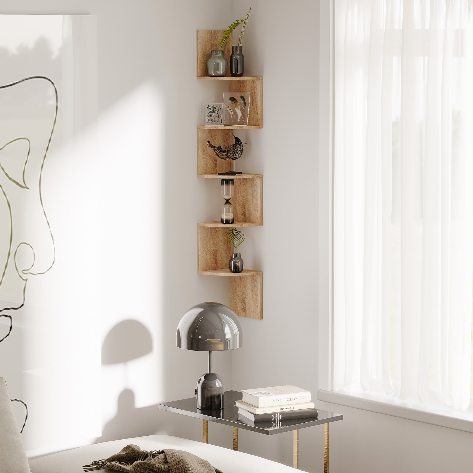 Etagère d'angle design zig zag 5 niveaux