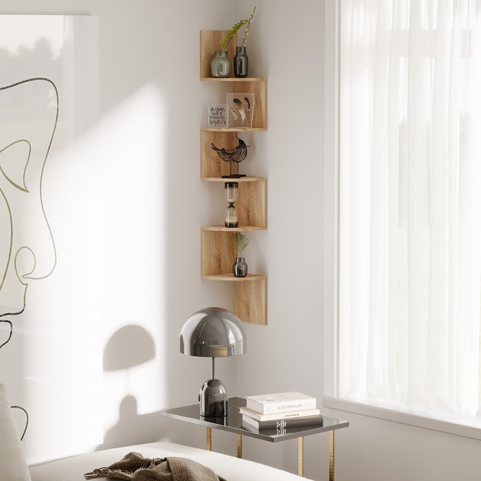 Etagère d'angle design zig zag 5 niveaux