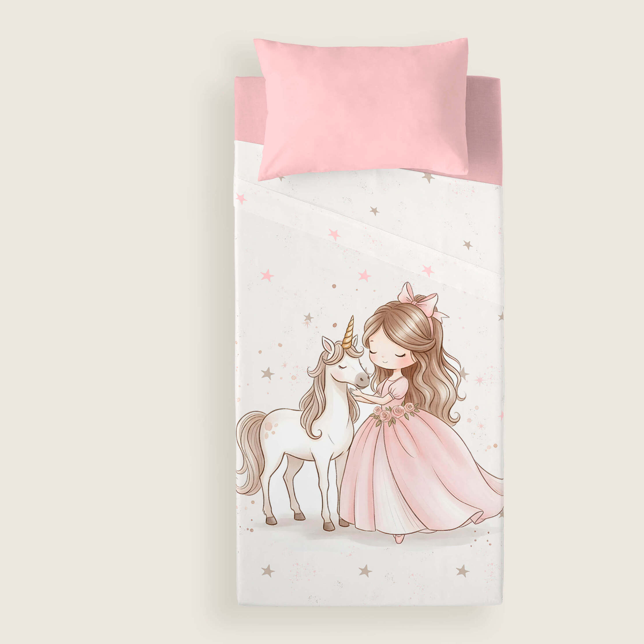 Juego de Sábanas Estampadas - Infantil - 100% Algodón - Incluye 1 Funda de Almohada + 1 Sábana Bajera - Martina