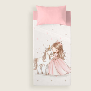 Juego de Sábanas Estampadas - Infantil - 100% Algodón - Incluye 1 Funda de Almohada + 1 Sábana Bajera - Martina