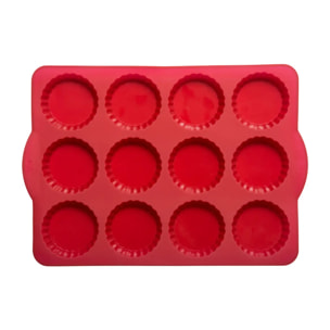 Moule 12 tartellettes silicone- Rouge Silicone Pro