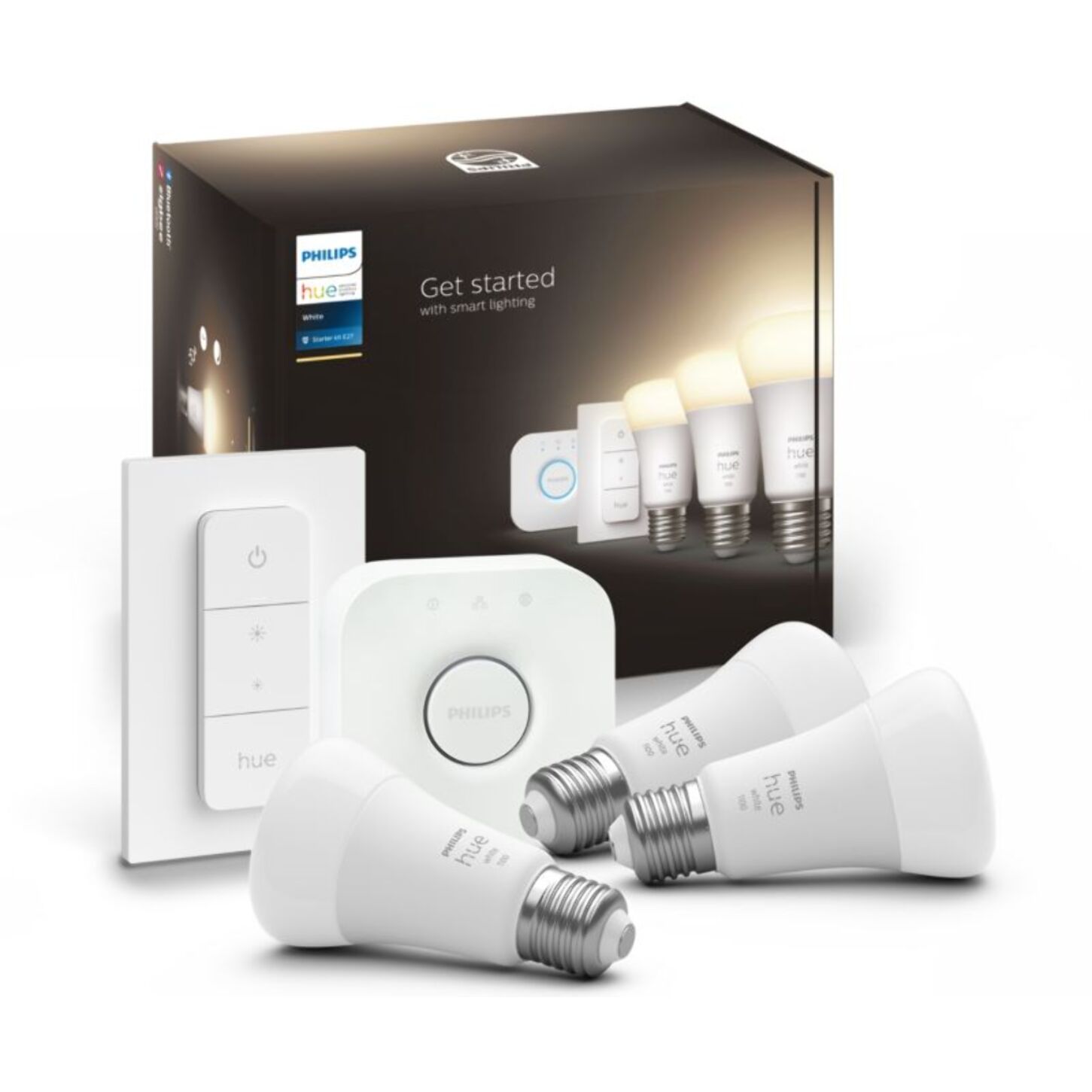 Pack PHILIPS HUE White E27 x3 + pont + tlc