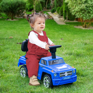 Coche Correpasillos para Bebé de 18-36 Meses Coche sin Pedales con Faros Música Bocina Compartimento de Almacenaje y Respaldo Alto 68x30,5x41,5 cm Azul