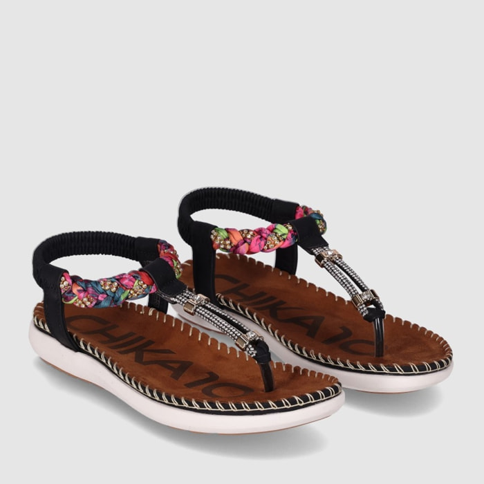 Sandalias de Piel Sintética - Negro - Tacón: Bajo