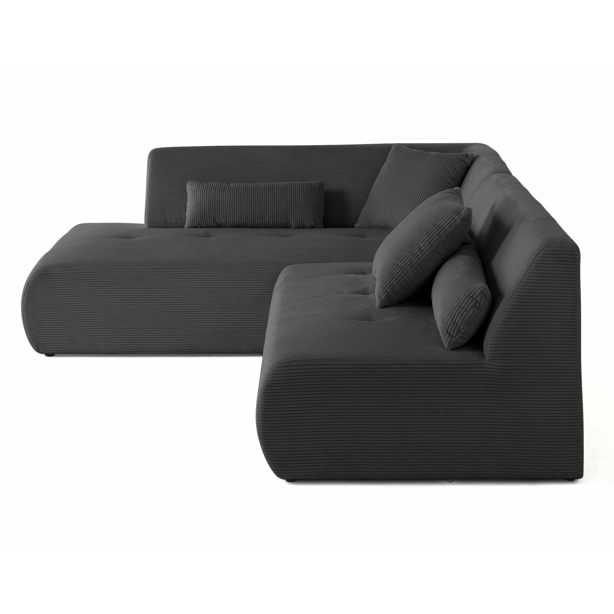 Onyx - canapé modulable d'angle gauche - 5 places - en velours côtelé - Gris foncé