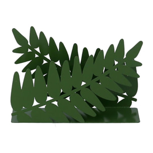 Portatovaglioli in metallo foglia d'alloro verde scuro rettangolare cm14,5x4h10