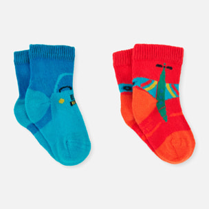 Pack calcetines recién nacido, algodón estampado, azul