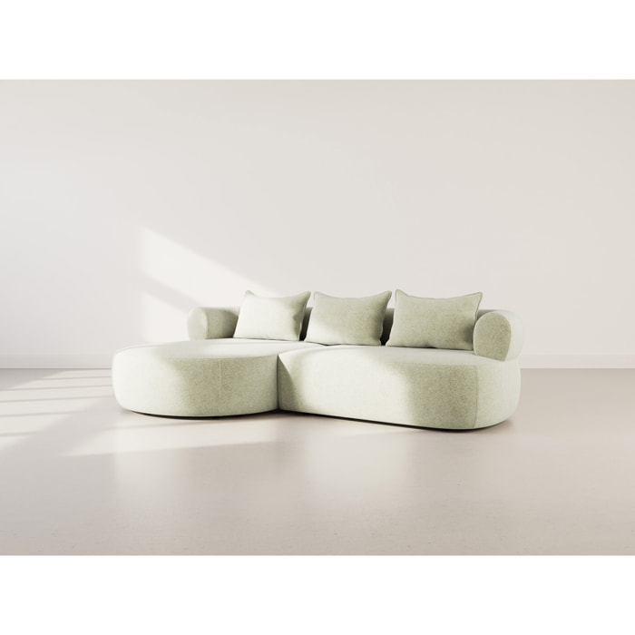 Angela - canapé d'angle gauche 4 places en velours texturé - Vert sauge