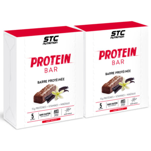 STC Nutrition - Protein Bar Vanille - 15 g de Protéines par Barre + Vitamines & Minéraux - En-Cas Protéiné - Lot de 2 Étuis de 5 Barres x 45 g