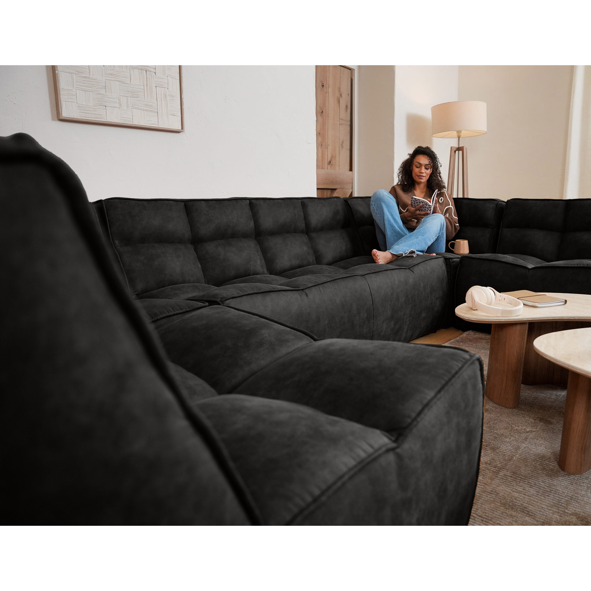 Alya - module d'assise en simili - Noir