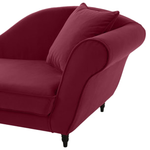 Méridienne gauche ALBA 195 cm velours Aubergine - 100% déhoussable - Fab. France