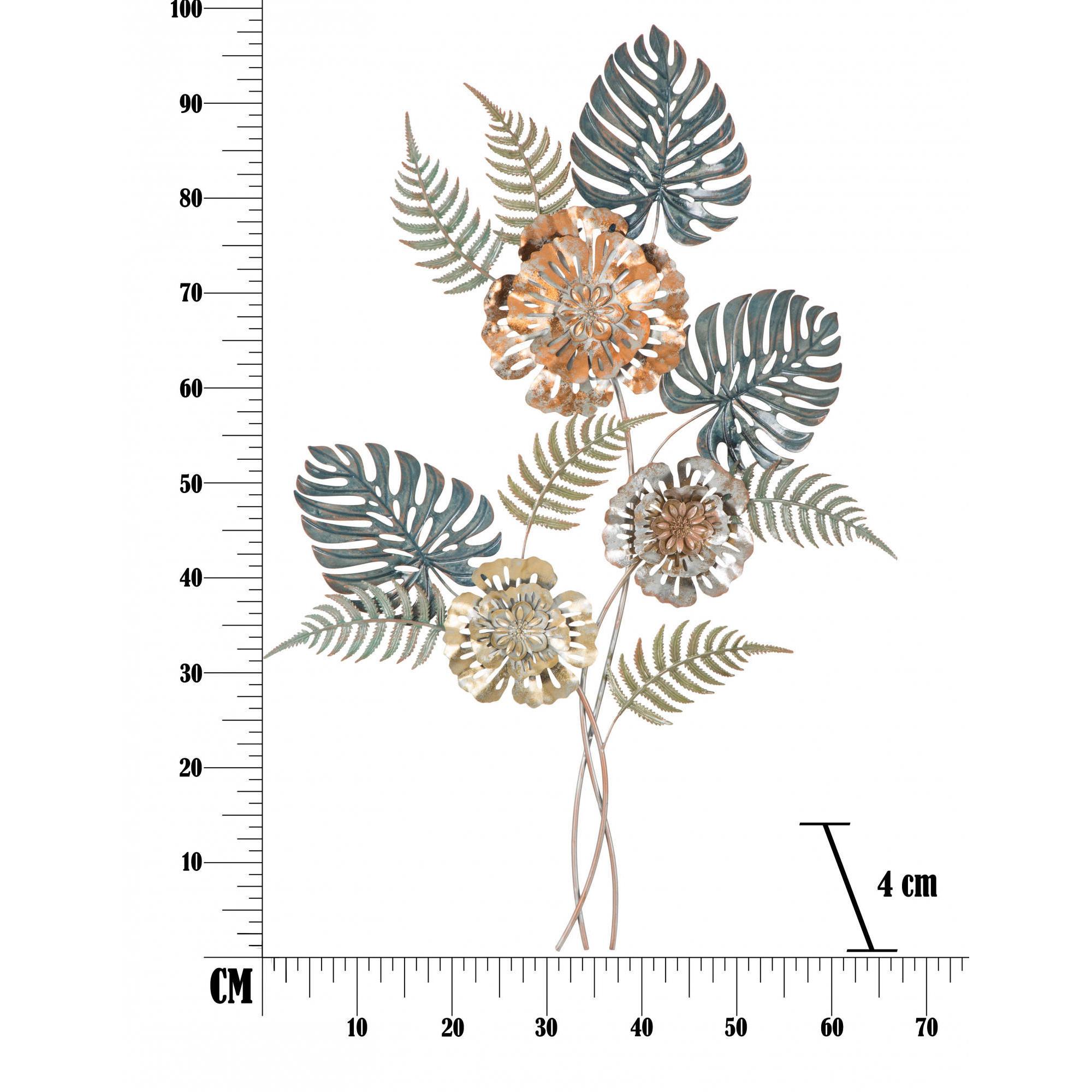 Decorazione da parete, Ferro, Con fantasia floreale, Misure: 66 x 4 x 98 cm