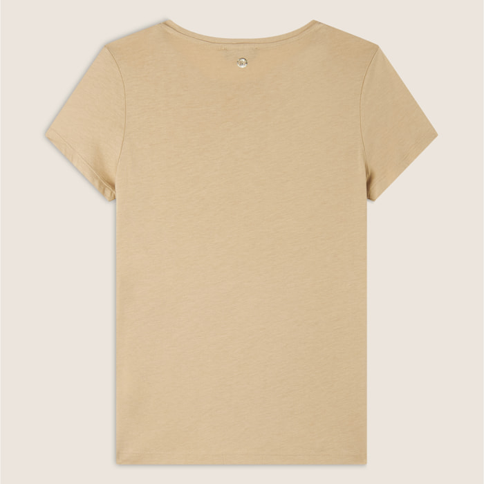 T-shirt regular fit con grafica e borchie dorate