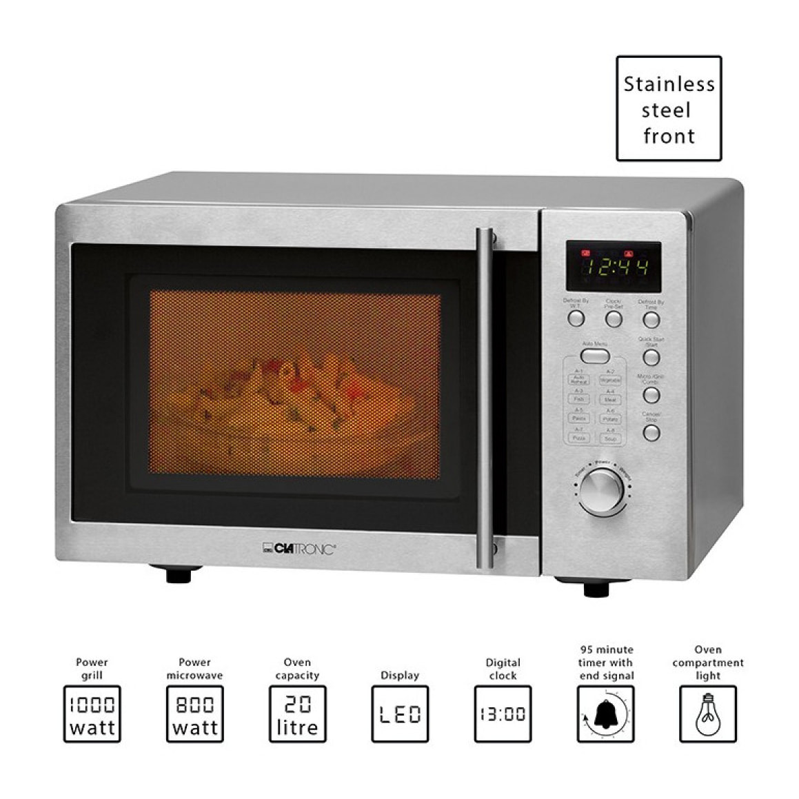 Micro Ondes avec gril pose libre 20L 1250W Clatronic MWG 778 U