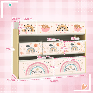 Estantería para Juguetes para Niños Organizador de Juguetes con 9 Cestas de Tela no Tejida para Guardería Sala de Juegos 93x30x70 cm Amarillo