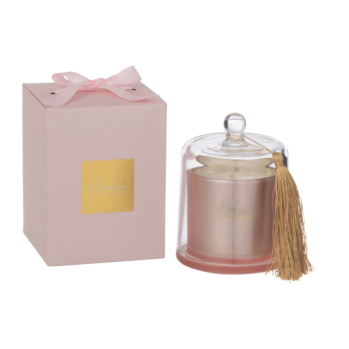 J-Line bougie parfumée Cloche Bonheur - Sapphire Amber Tea - verre - rose - large - 45H