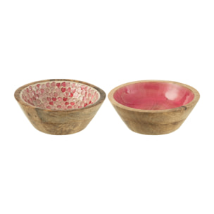 J-Line bol - bois - rose - medium - 2 pièces