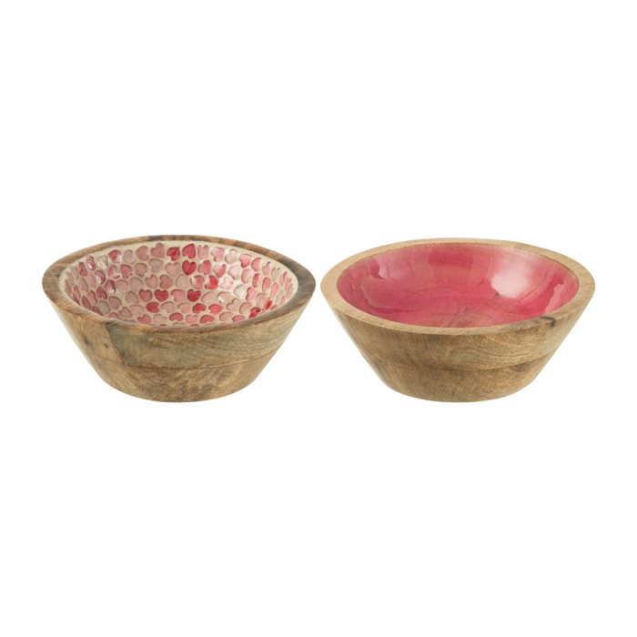 J-Line bol - bois - rose - medium - 2 pièces