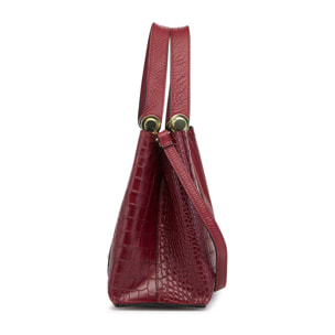 Borse Donna colore Rosso-in pelle Made in Italy 25x29x13cm