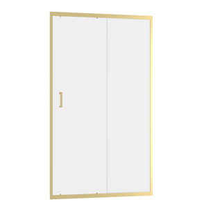 Porte de douche Coulissante 120x200cm - Profilés Or Doré Brossé - Verre Trempé 6mm - GOLDY CRUSH